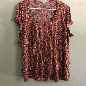 Dress Barn, Westport 1962, Dainty Floral Ruffle Blouse 1X